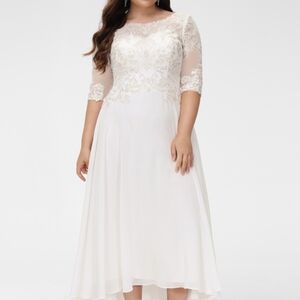 JJs House White High Low Lace wedding dress Ivory